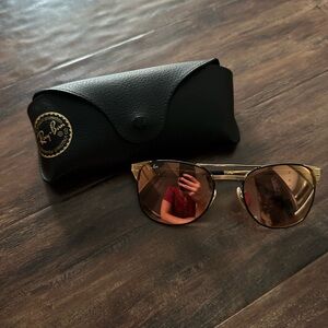 Ray-Ban Gold Frame Sunglasses with Black Case